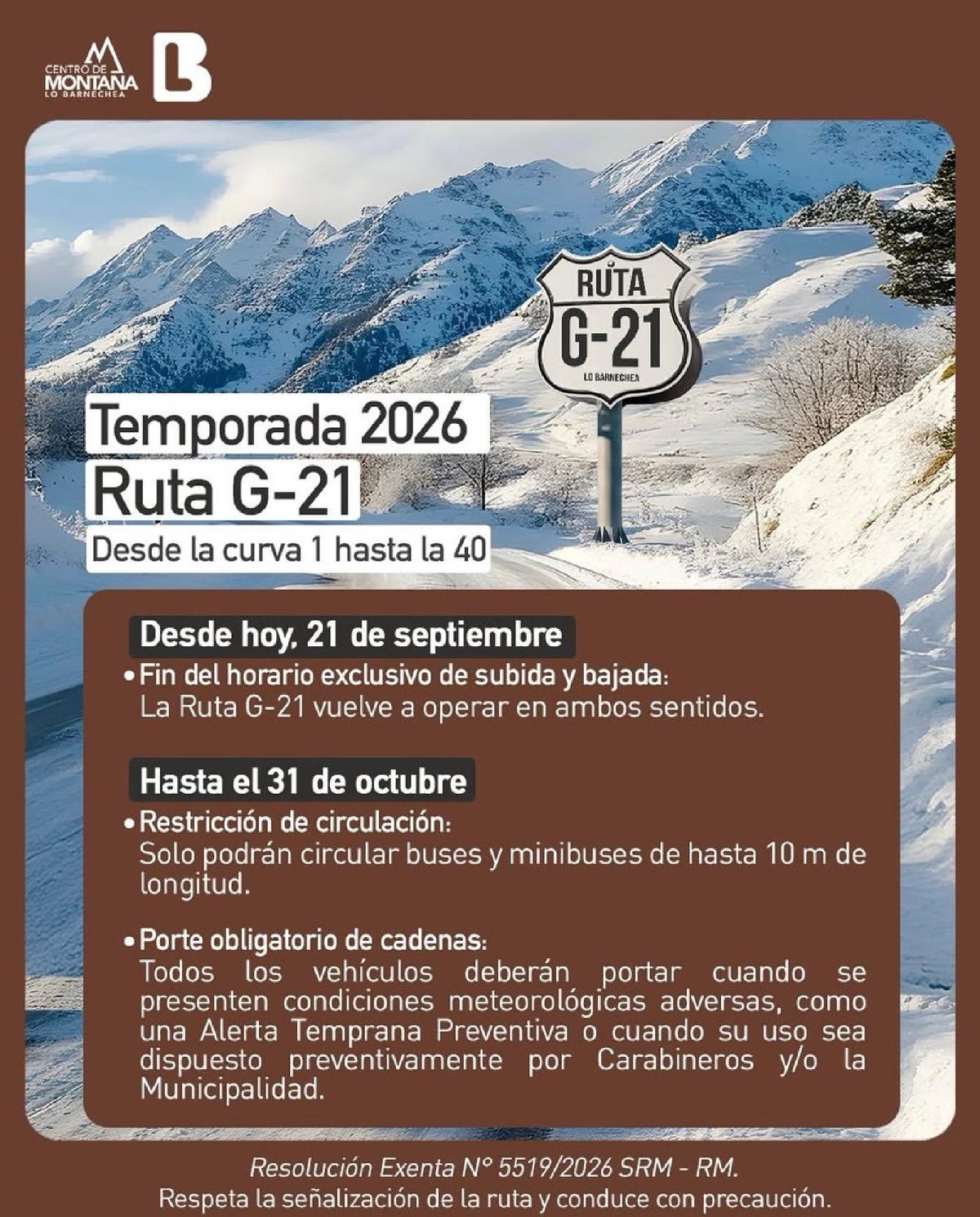 Horario Ruta G-21 – desde 21 de septiembre 2026 Horario Ruta G-21 desde el 21 de septiembre de 2026